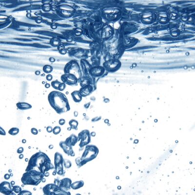 Blue water with bubbles